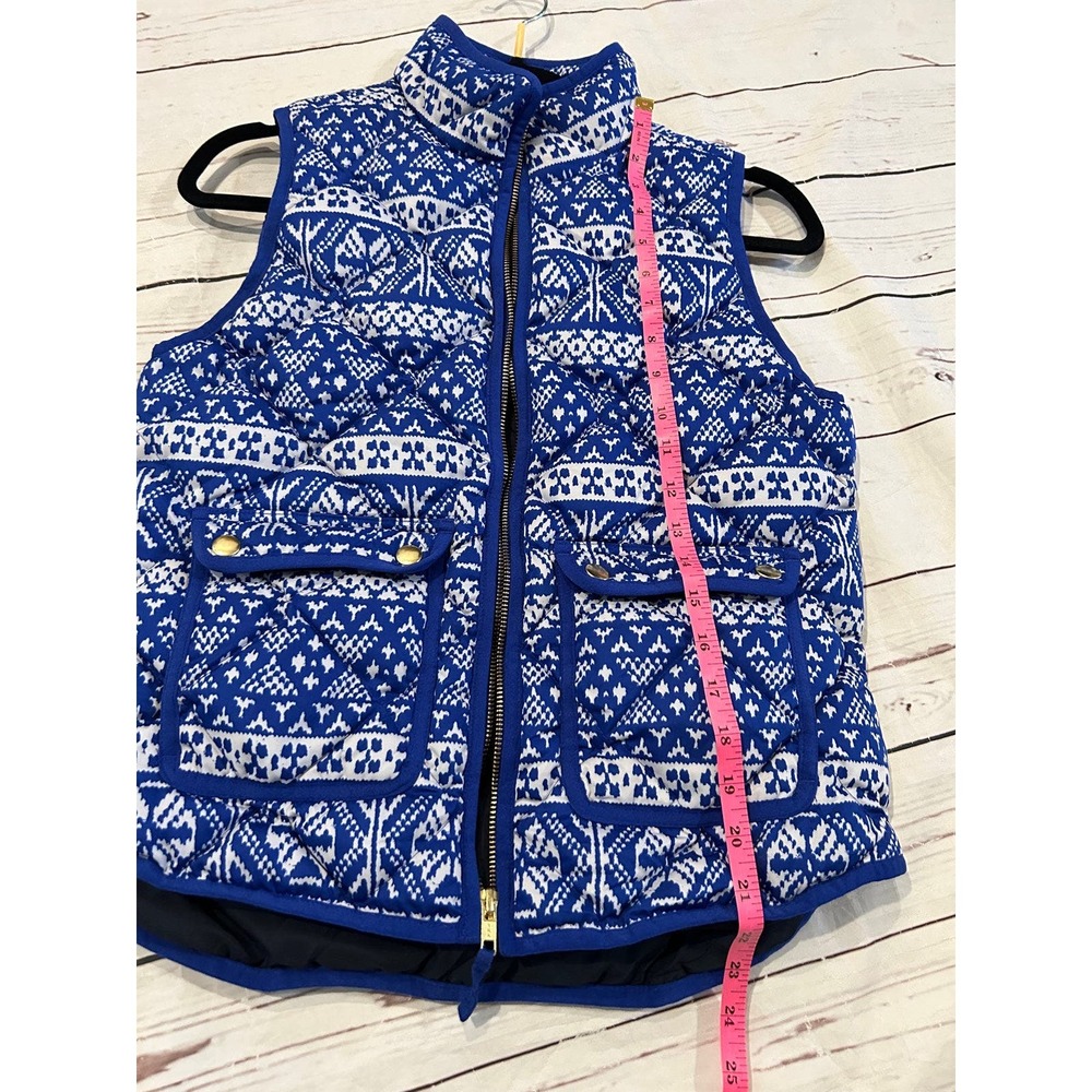 J.Crew Black Label Blue Nordic Vest White Winter Detail Size Medium Preppy - Picture 9 of 9